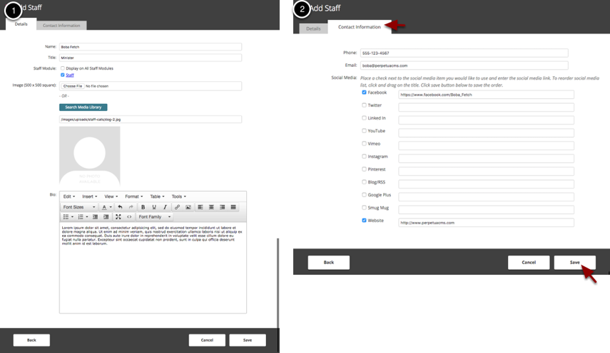 Editing Staff Member Information