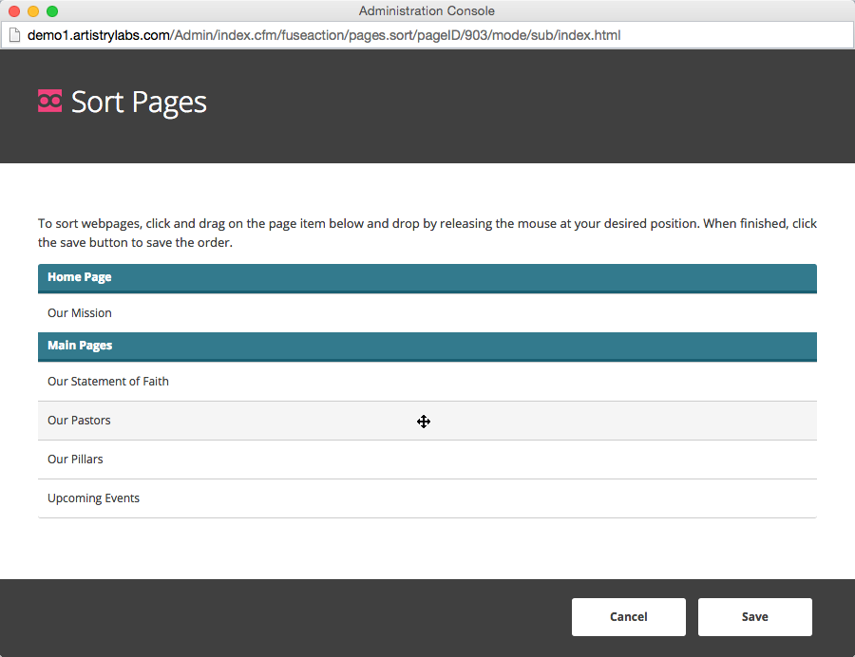 Click &amp; drag the pages into the order that you want.