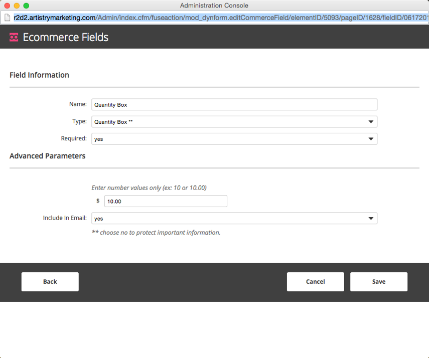Quantity Box Configuration