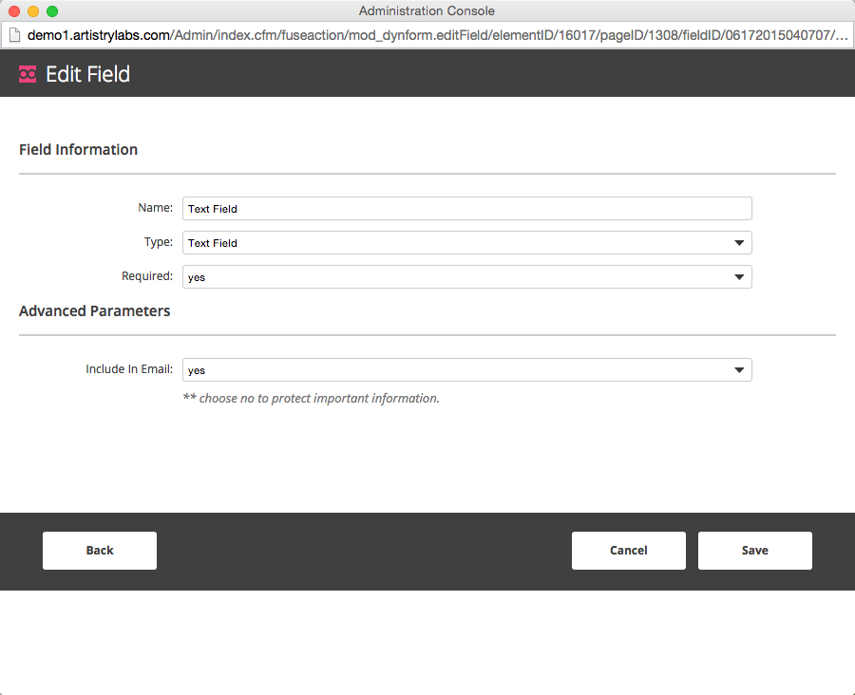 Text Field Configuration