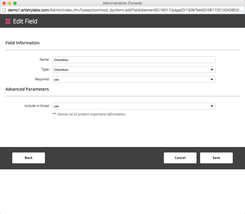 Checkbox Configuration