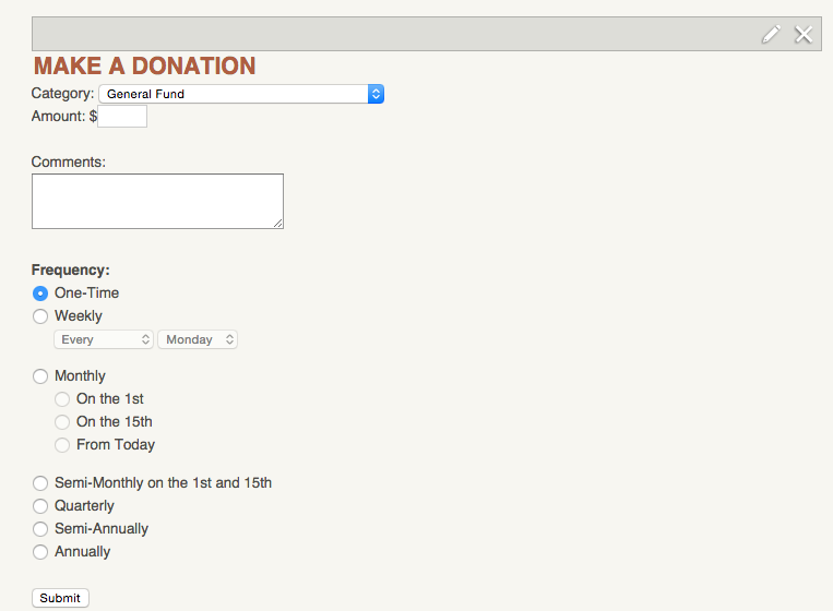 Recurring payment options should now display on that Donation form.