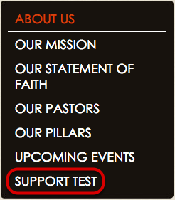 Your page should now be displayed in the sub-page navigation menu.