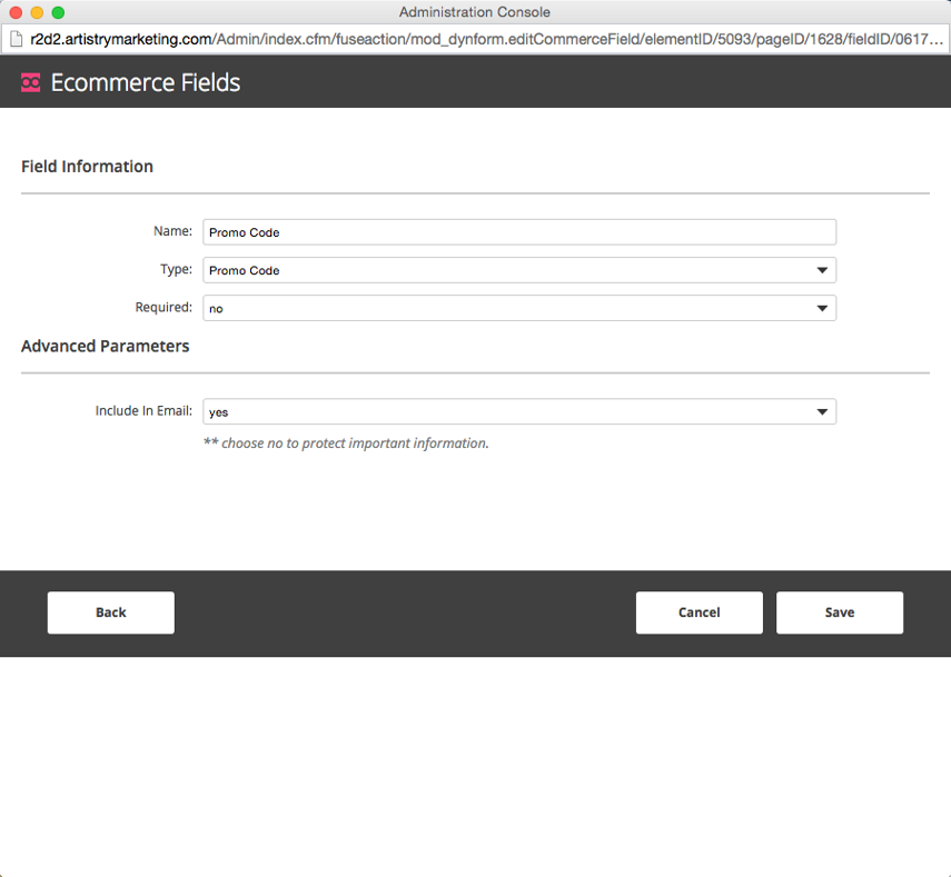 Promo Code Configuration