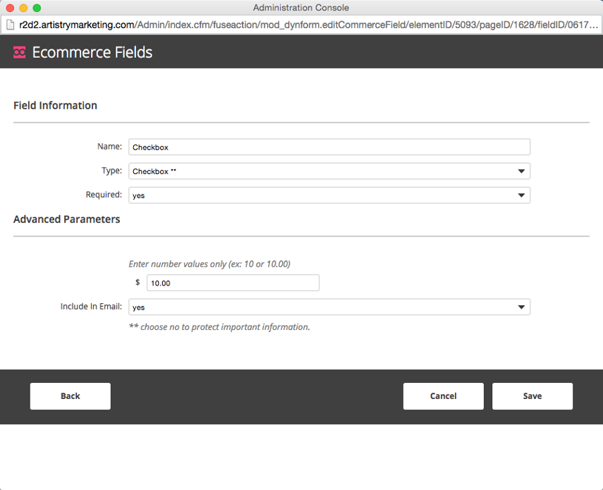 Checkbox Configuration