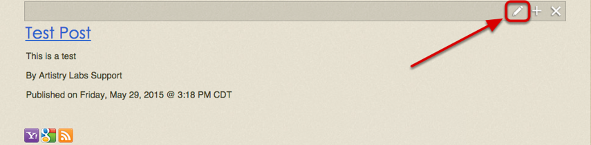 Click on the pencil button to manage your blog.