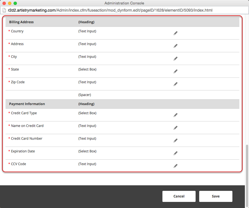 Default eCommerce Signup Form Fields