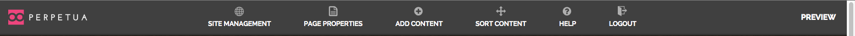 To verify you are logged in look for the Perpetua CMS toolbar at the top of your browser window.