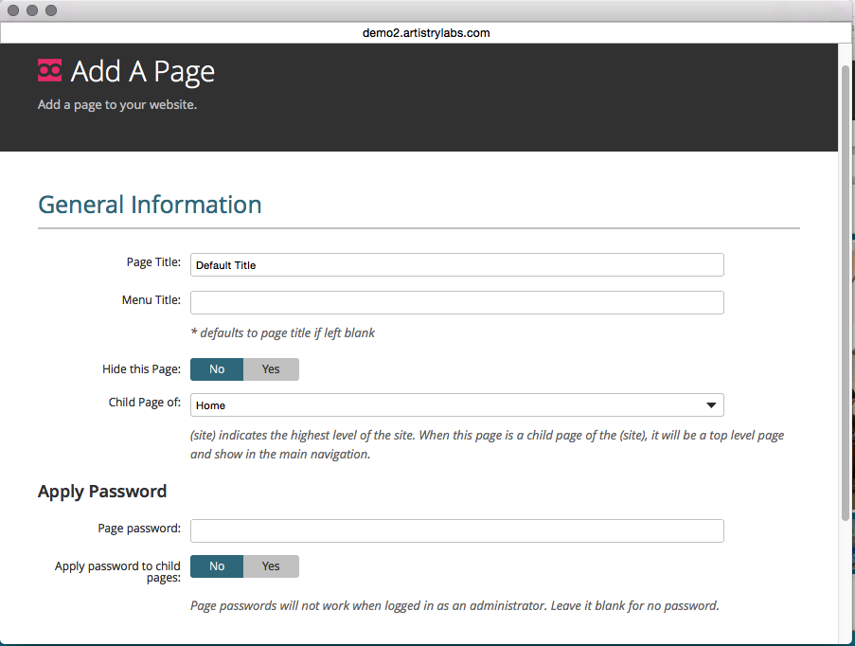 Change Page Settings