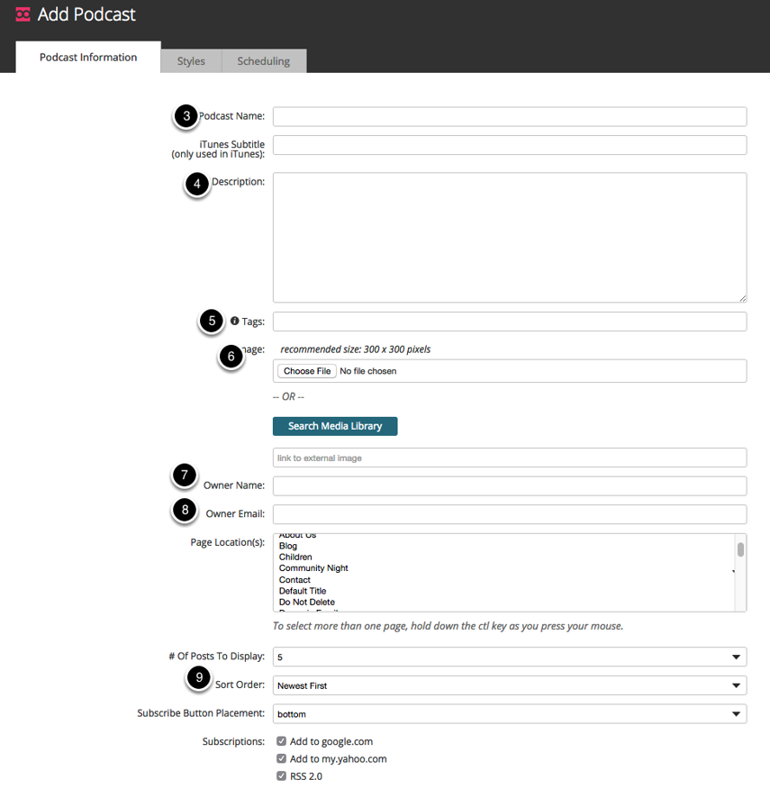 Add Podcast to your site