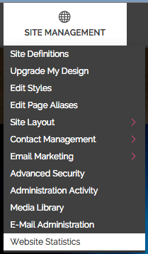 Go to &quot;Website Statistics&quot; which is listed under &quot;Site Management&quot;